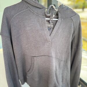 AERIE/AE Gray Cropped Hooded Sweatshirt